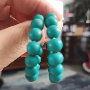Turquoise Hoop Beaded Earrings